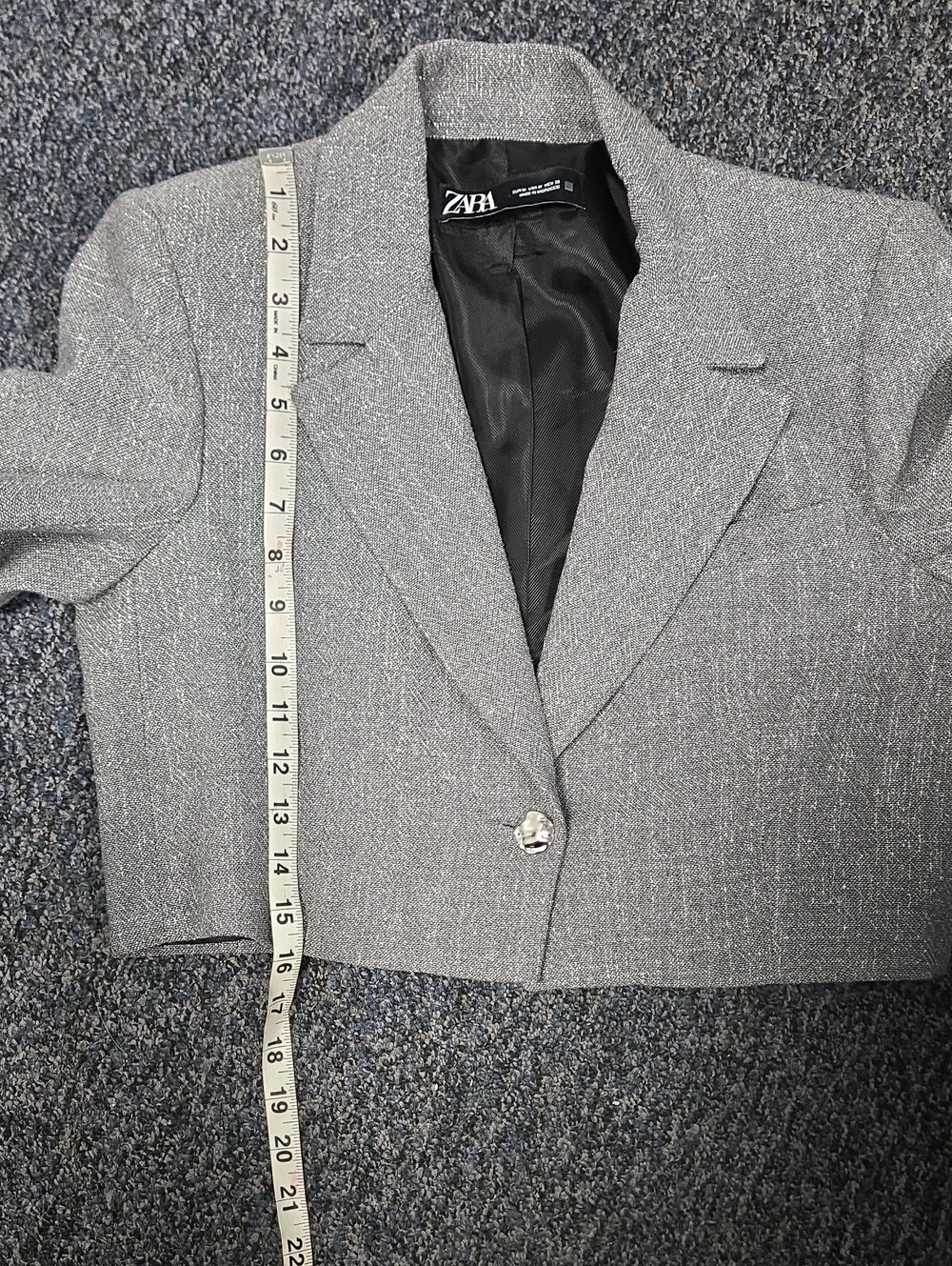 Zara Grey Cropped Single Button Blazer Jacket Size M - Picture 11 of 11